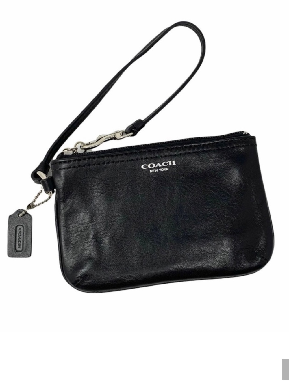 COACH BLACK SMOOTH LEATHER WRISTLET